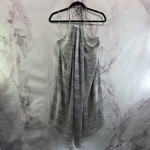 Armani Exchange Dress Womens 6 Gray White Halter Grecian Greek Striped